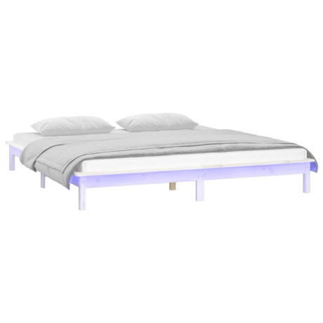 vidaXL Bedframe LED massief hout wit 140x200 cm afbeelding3 - 1