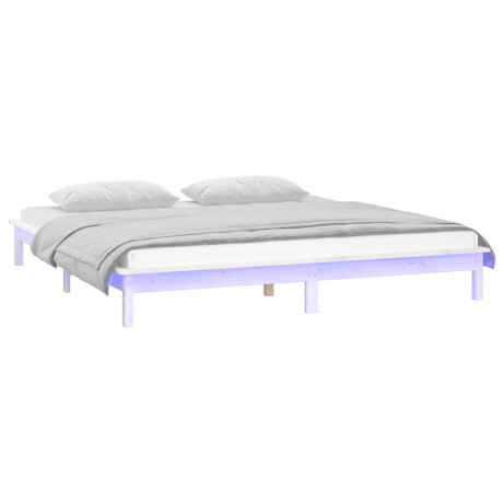 vidaXL Bedframe LED massief hout wit 150x200 cm afbeelding3 - 1
