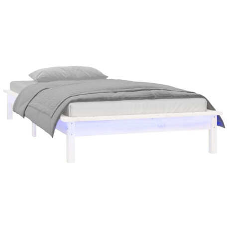 vidaXL Bedframe LED massief hout wit 90x190 cm afbeelding3 - 1