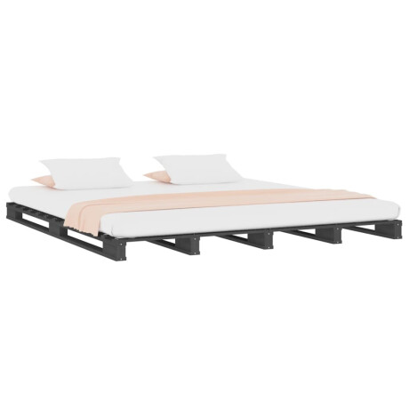 vidaXL Palletbed massief grenenhout grijs 200x200 cm afbeelding3 - 1