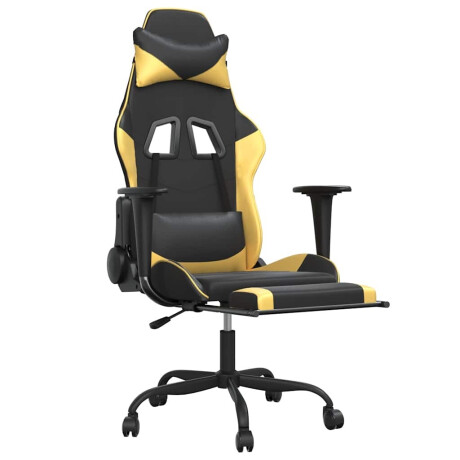 vidaXL Massage gamestoel met voetensteun kunstleer zwart/goudkleurig afbeelding3 - 1