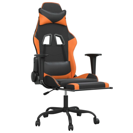 vidaXL Massage gamestoel met voetensteun kunstleer zwart en oranje afbeelding3 - 1