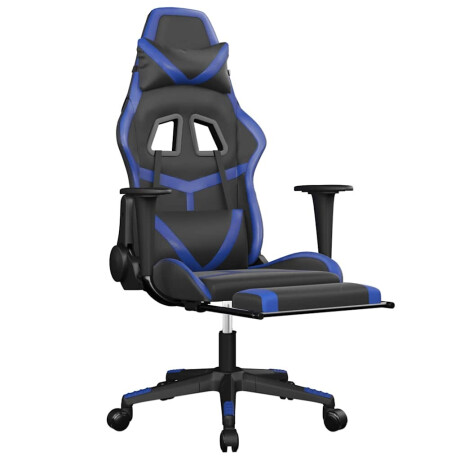 vidaXL Massage gamestoel met voetensteun kunstleer zwart en blauw afbeelding3 - 1