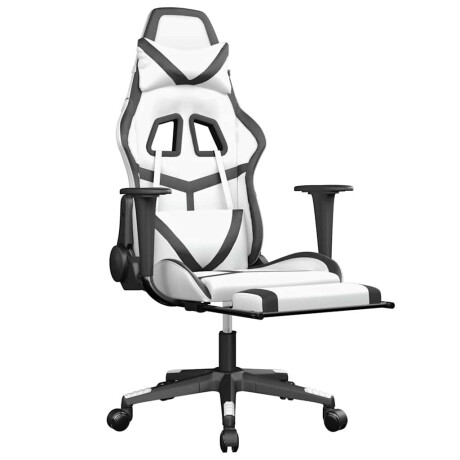 vidaXL Massage gamestoel met voetensteun kunstleer wit en zwart afbeelding3 - 1