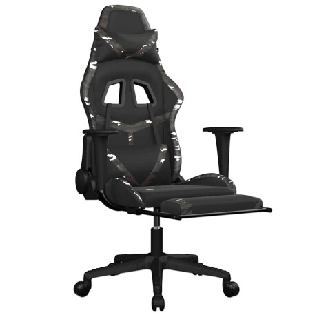 vidaXL Massage gamestoel met voetensteun kunstleer zwart en camouflage afbeelding3 - 1
