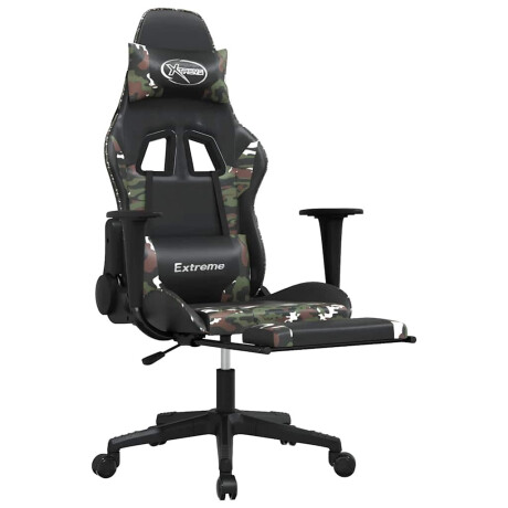 vidaXL Massage gamestoel met voetensteun kunstleer zwart en camouflage afbeelding3 - 1