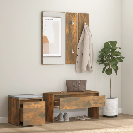 vidaXL Garderobe set bewerkt hout gerookt eikenkleurig afbeelding3 - 1