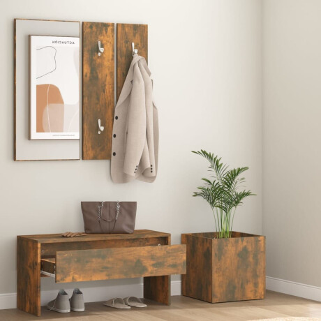vidaXL Garderobe set bewerkt hout gerookt eikenkleurig afbeelding3 - 1