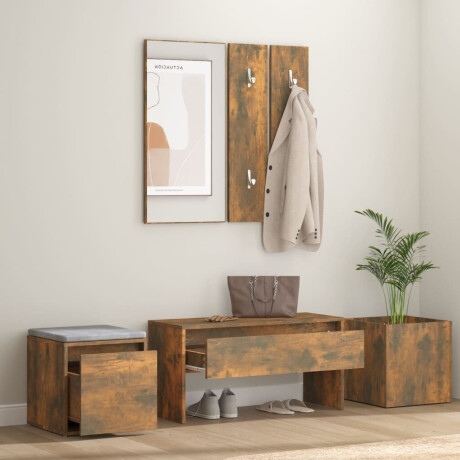 vidaXL Garderobe set bewerkt hout gerookt eikenkleurig afbeelding3 - 1