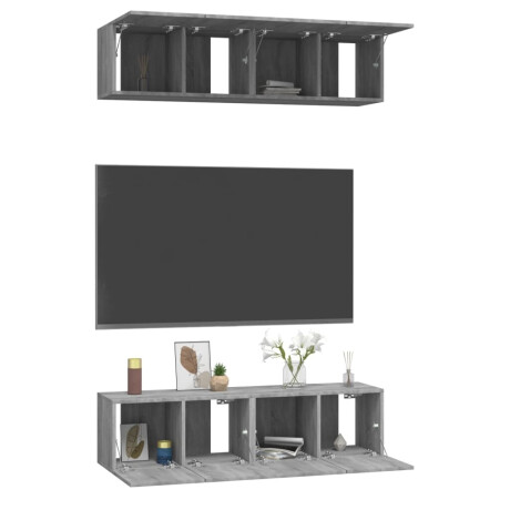 vidaXL Tv-meubelen 4 st 60x30x30 cm bewerkt hout grijs sonoma eiken afbeelding3 - 1