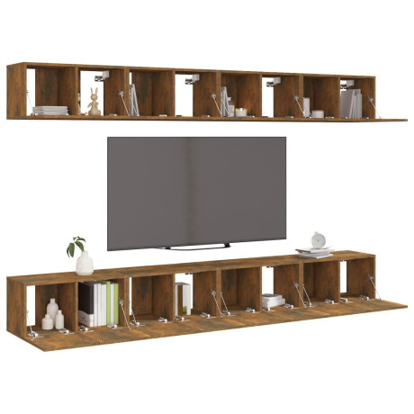 vidaXL Tv-meubelen 8 st 60x30x30 cm bewerkt hout gerookt eikenkleurig afbeelding3 - 1
