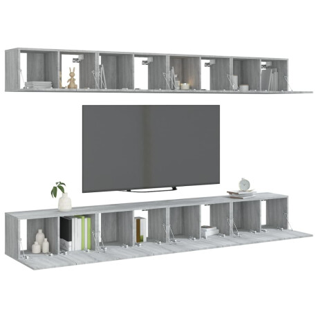 vidaXL Tv-meubelen 8 st 60x30x30 cm bewerkt hout grijs sonoma eiken afbeelding3 - 1