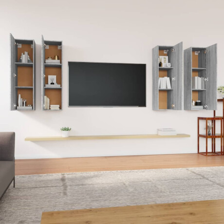 vidaXL Tv-meubelen 4 st 30,5x30x110 cm bewerkt hout grijs sonoma eiken afbeelding3 - 1