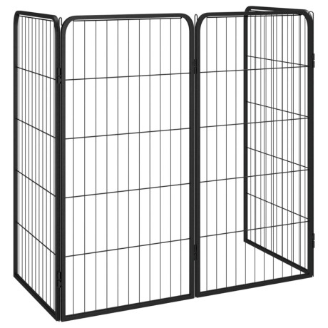 vidaXL Hondenkennel 4 panelen 50 x 100 cm gepoedercoat staal zwart afbeelding3 - 1