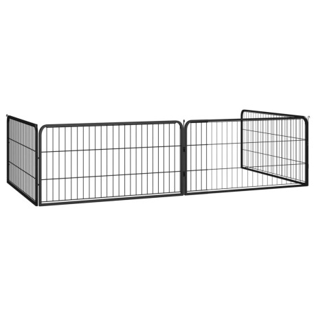 vidaXL Hondenkennel 4 panelen 100x50 cm gepoedercoat staal zwart afbeelding3 - 1