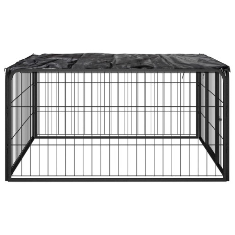 vidaXL Hondenkennel 4 panelen 100x50 cm gepoedercoat staal zwart afbeelding3 - 1