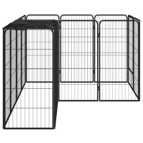 vidaXL Hondenkennel 14 panelen 50 x 100 cm gepoedercoat staal zwart afbeelding3 - 1
