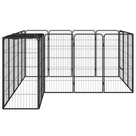 vidaXL Hondenkennel 18 panelen 50 x 100 cm gepoedercoat staal zwart afbeelding3 - 1