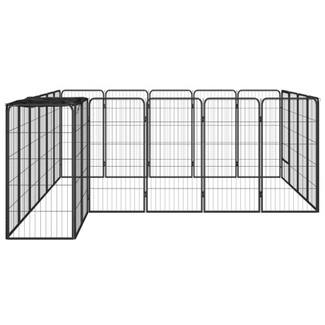 vidaXL Hondenkennel 22 panelen 50x100 cm gepoedercoat staal zwart afbeelding3 - 1