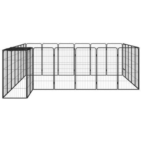 vidaXL Hondenkennel 26 panelen 50x100 cm gepoedercoat staal zwart afbeelding3 - 1