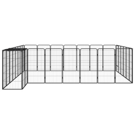 vidaXL Hondenkennel 30 panelen 50 x 100 cm gepoedercoat staal zwart afbeelding3 - 1