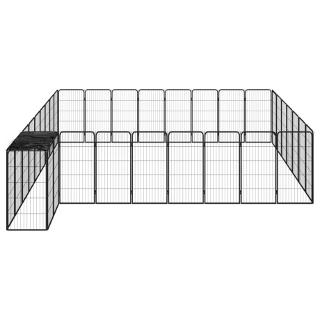 vidaXL Hondenkennel 34 panelen 50x100 cm gepoedercoat staal zwart afbeelding3 - 1