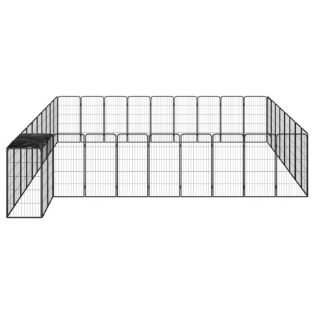 vidaXL Hondenkennel 38 panelen 50x100 cm gepoedercoat staal zwart afbeelding3 - 1