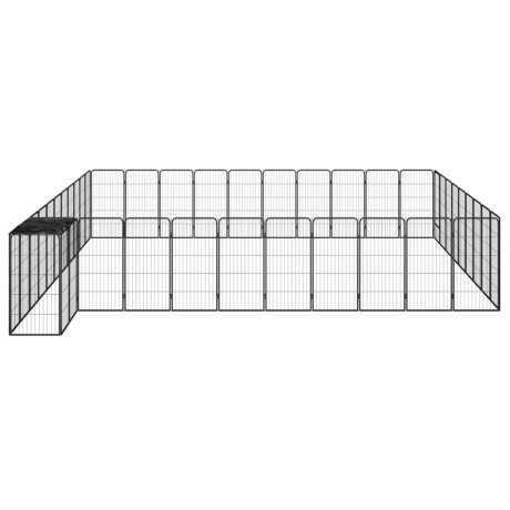 vidaXL Hondenkennel 42 panelen 50x100 cm gepoedercoat staal zwart afbeelding3 - 1