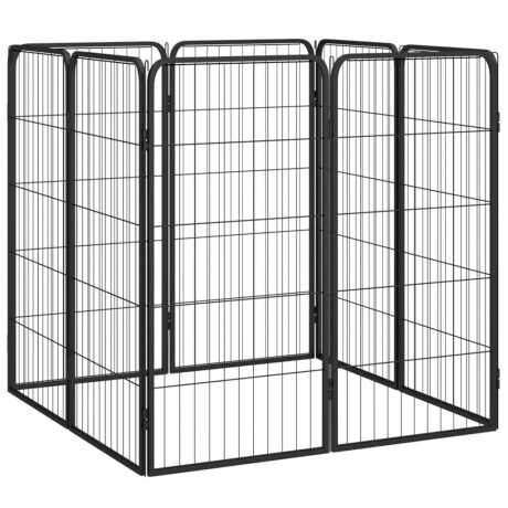 vidaXL Hondenkennel 8 panelen 50x100 cm gepoedercoat staal zwart afbeelding3 - 1