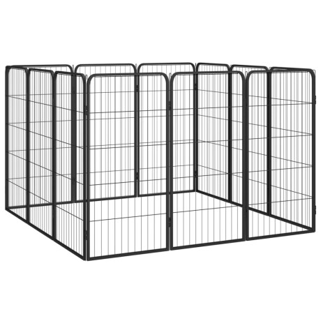 vidaXL Hondenkennel 12 panelen 50 x 100 cm gepoedercoat staal zwart afbeelding3 - 1