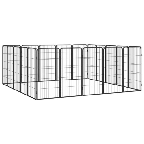 vidaXL Hondenkennel 20 panelen 50 x 100 cm gepoedercoat staal zwart afbeelding3 - 1