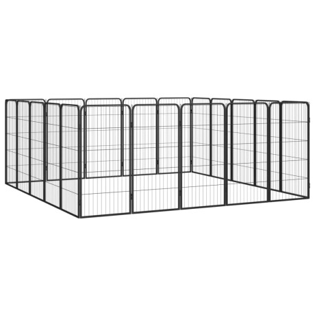 vidaXL Hondenkennel 20 panelen 50 x 100 cm gepoedercoat staal zwart afbeelding3 - 1
