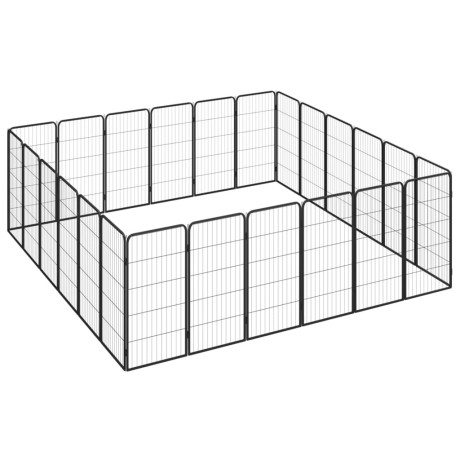 vidaXL Hondenkennel 24 panelen 50 x 100 cm gepoedercoat staal zwart afbeelding3 - 1