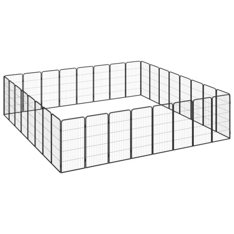 vidaXL Hondenkennel 32 panelen 50 x 100 cm gepoedercoat staal zwart afbeelding3 - 1