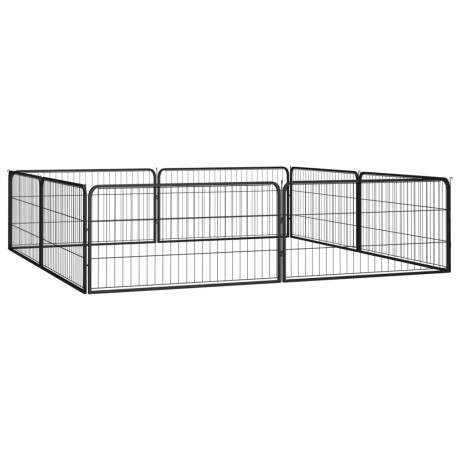 vidaXL Hondenkennel 8 panelen 100x50 cm gepoedercoat staal zwart afbeelding3 - 1