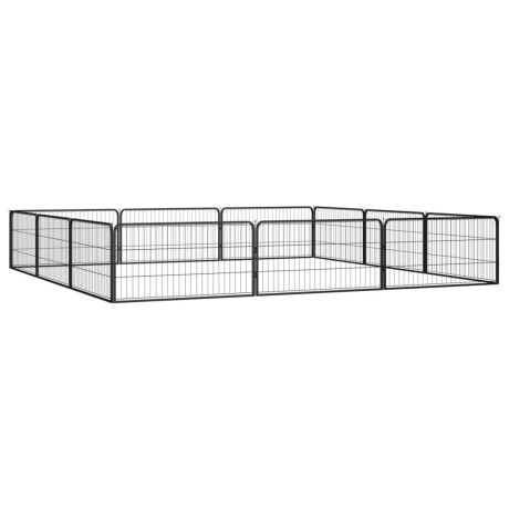 vidaXL Hondenkennel 12 panelen 100x50 cm gepoedercoat staal zwart afbeelding3 - 1