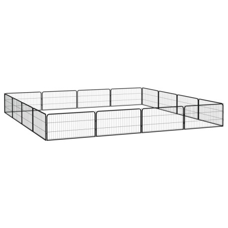 vidaXL Hondenkennel 16 panelen 100x50 cm gepoedercoat staal zwart afbeelding3 - 1