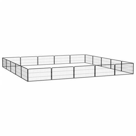 vidaXL Hondenkennel 20 panelen 100x50 cm gepoedercoat staal zwart afbeelding3 - 1