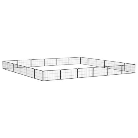 vidaXL Hondenkennel 24 panelen 100x50 cm gepoedercoat staal zwart afbeelding3 - 1