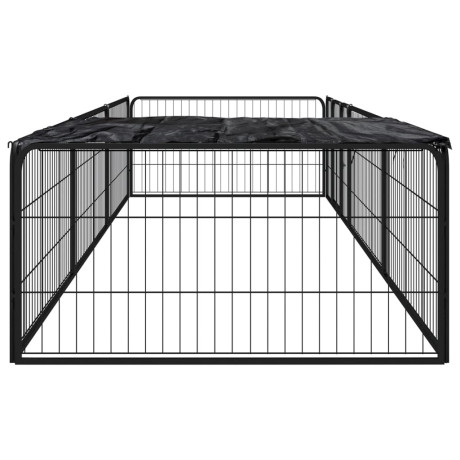 vidaXL Hondenkennel 8 panelen 100x50 cm gepoedercoat staal zwart afbeelding3 - 1