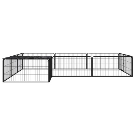 vidaXL Hondenkennel 12 panelen 100x50 cm gepoedercoat staal zwart afbeelding3 - 1