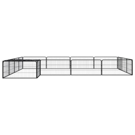 vidaXL Hondenkennel 16 panelen 100x50 cm gepoedercoat staal zwart afbeelding3 - 1