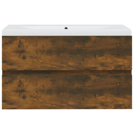 vidaXL Wastafelkast met ingebouwde wasbak bewerkt hout gerookt eiken afbeelding3 - 1