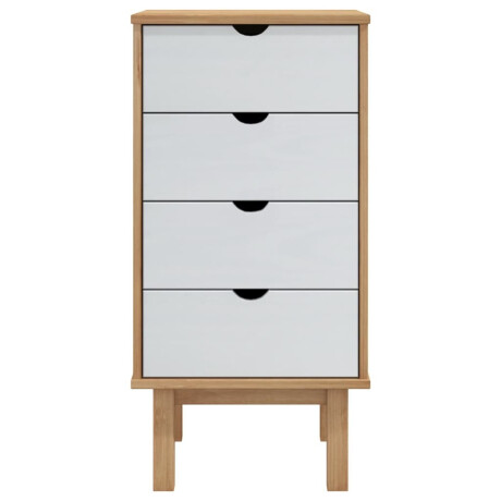 vidaXL Ladekast OTTA 45x39x90 cm massief grenenhout bruin en wit afbeelding3 - 1