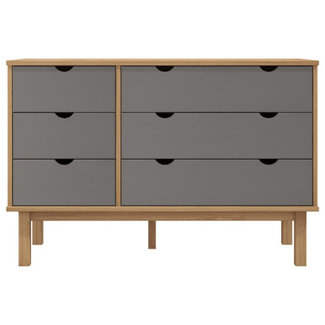 vidaXL Ladekast OTTA 111x43x73,5 cm grenenhout bruin en grijs afbeelding3 - 1