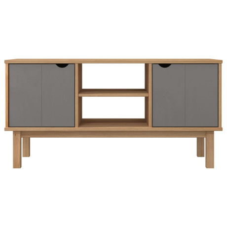 vidaXL Tv-meubel OTTA 113,5x43x57 cm massief grenenhout bruin en grijs afbeelding3 - 1