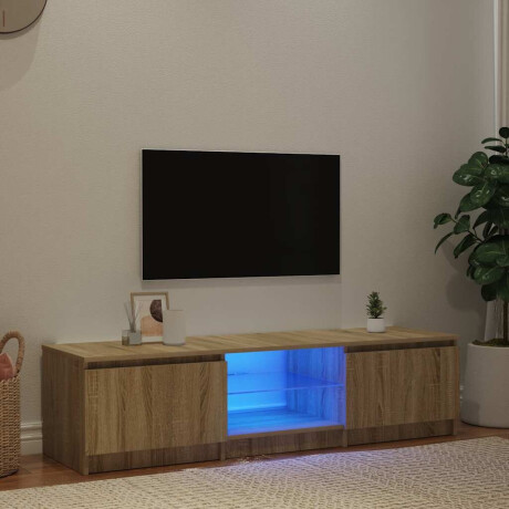 vidaXL Tv-meubel LED-verlichting 140x40x36 cm gerookt eikenkleurig afbeelding3 - 1