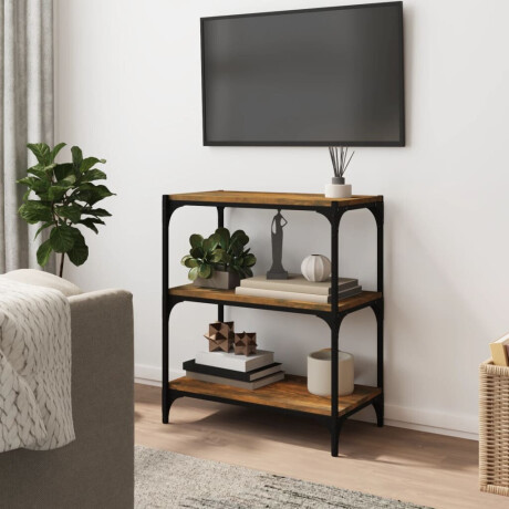 vidaXL Boekenkast 60x33x70,5 cm bewerkt hout en staal gerookt eiken afbeelding3 - 1