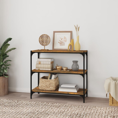 vidaXL Boekenkast 80x33x70,5 cm hout en staal gerookt eikenkleur afbeelding3 - 1