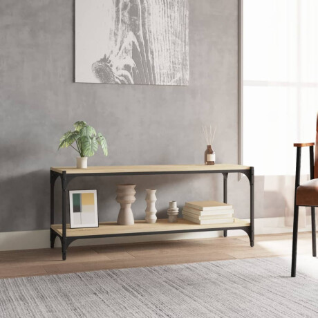 vidaXL Tv-meubel 100x33x41 cm bewerkt hout en staal sonoma eikenkleur afbeelding3 - 1